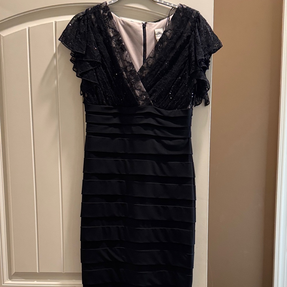 Signature by Sangria Black Ruffled Midi Dress